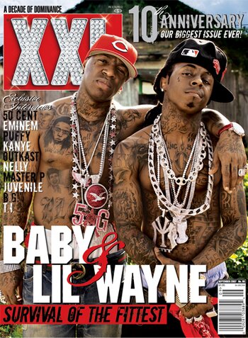 XXL 10th Anniversary Cover features Baby and Lil' Wayne of Cash Money 