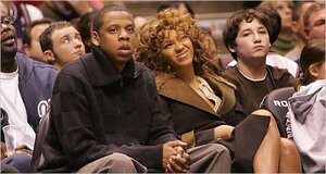 Jay-Z and Beyonce at NBA Game