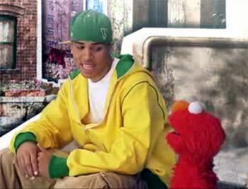 Chris Brown and Elmo on Sesame Street