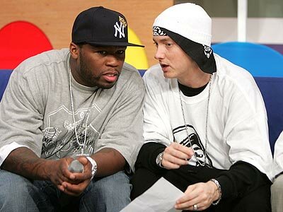 Photo of rappers Eminem and 50 Cent