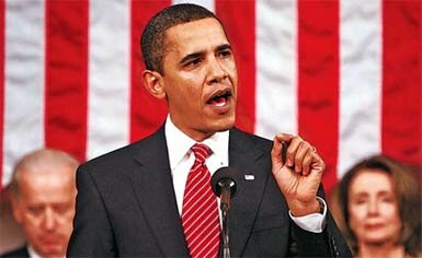 Photo of President Barack Obama During Address To Congress on The Economy