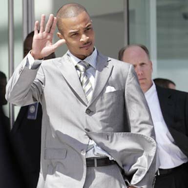 Rapper T.I. in gray suit