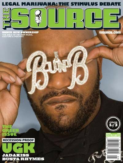 Rapper Bun B on the cover of The Source April - May Issue 2009