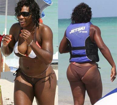 Photo of Serena Williams on the beach of Miami in Bikini