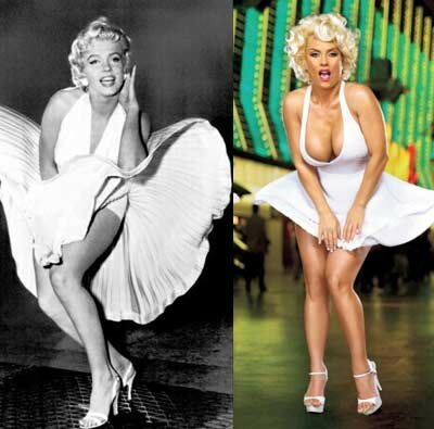 Photo of Marilyn Monroe and Nicole CoCo Austin White Dress Pose