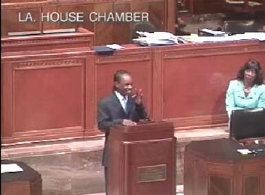 Rapper Hurricane Chris performs for the House of Representatives in Louisiana