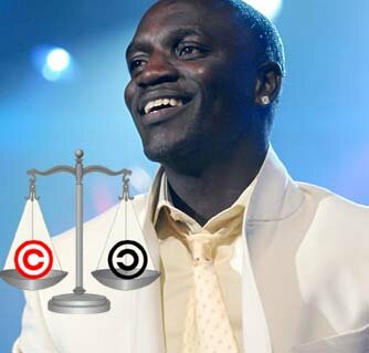Photo of Akon with copyright symbols