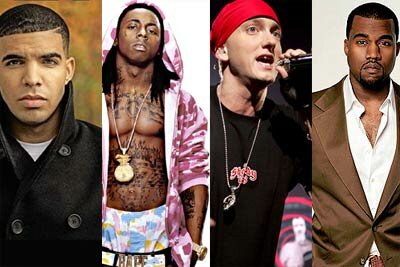 Photo of Drake, Lil Wayne, Eminem, Kanye West