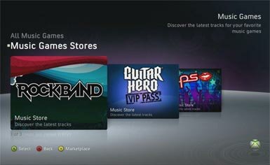 Picture of Xbox Live new feature Music Games Stores