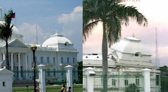 Picture of Haiti National Palace before and after earthquake