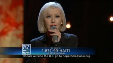 Photo of Christina Aguilera - Hope For Haiti Now Live Performance - Lift Me Up (Live)
