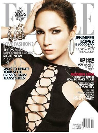 Picture of Jennifer Lopez on the cover of Elle Magazine February 2010