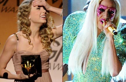 Photo of Taylor Swift and Lady Gaga at 2010 Grammy Awards