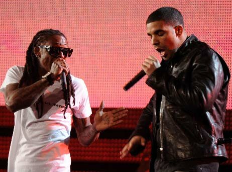Photo of Drake and Lil Wayne performing live