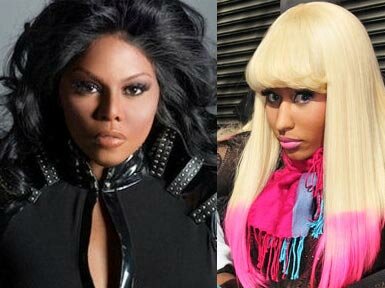 Picture of female rappers Lil Kim and Nicki Minaj