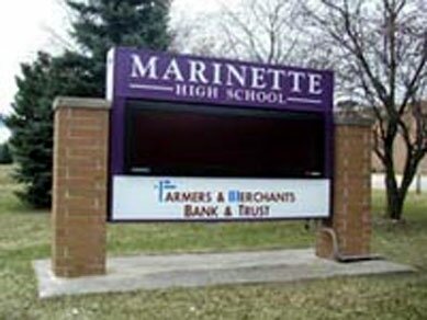 Photo of Marinette High School yard sign in Wisconsin