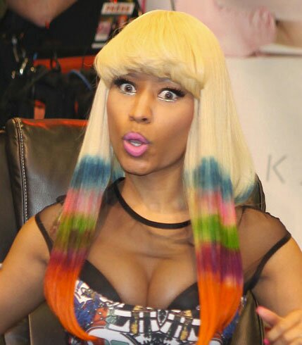 Photo of Nicki Minaj showing cleavage at Best Buy Union Square in NYC