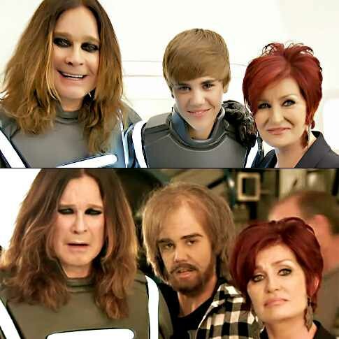 Photo of Justin Bieber, Ozzy Osbourne in Best Buy 2011 Super Bowl Commercial