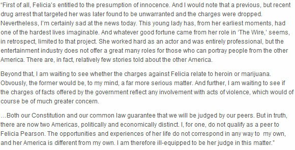 David Simon statement on Felicia Snoop Pearson